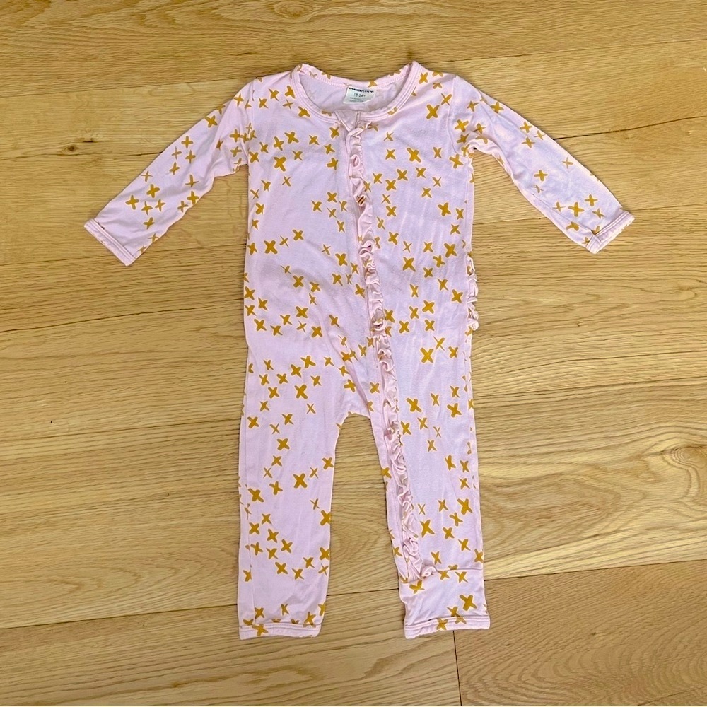 SpearmintLove bamboo pink romper with ruffle bum 18-24 months
